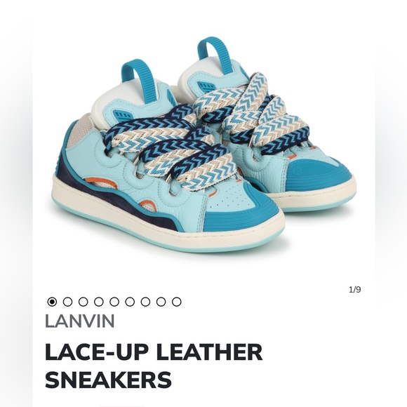 LANVIN KIDS UNISEX LEATHER LACE-UP SNEAKERS SIZE 35 EU - Picture 9 of 9